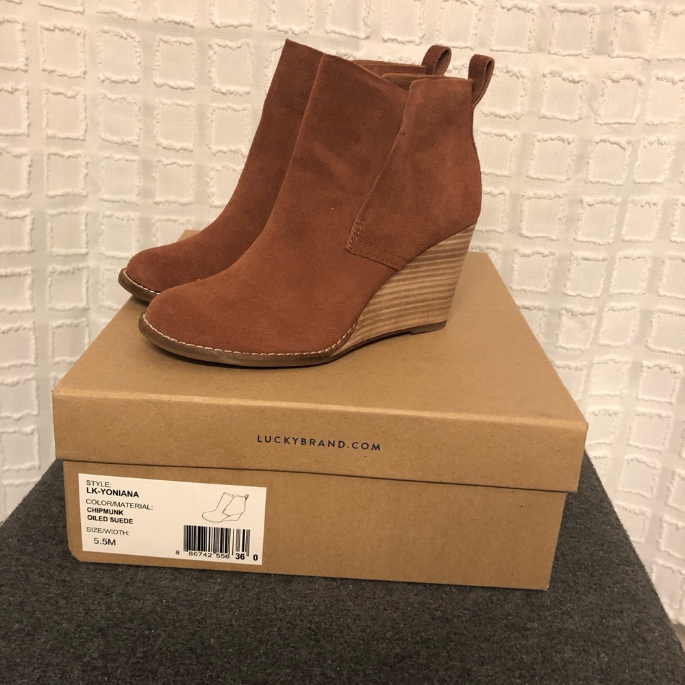 Lucky Brand Suede Wedge Booties